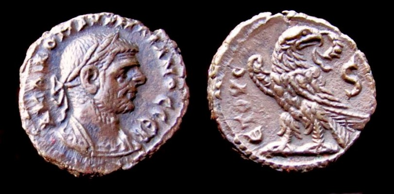 ROMAN EMPIRE PROVINCIAL, AURELIAN. Billon Tetradrachm of Alexandria. Struck A.D.274 - 275
[i]Obverse[/i]: A K &Lambda; &Delta;OM AVPH&Lambda;IANOC CEB. Laureate, draped and cuirassed bust of Aurelian facing right.
[i]Reverse[/i]: ETOVC S. Eagle standing facing left, looking back, wreath in beak.
Diameter: 20mm | Weight: 8.1gms | Die Axis: 12
[b]GICV : 4750[/b]
