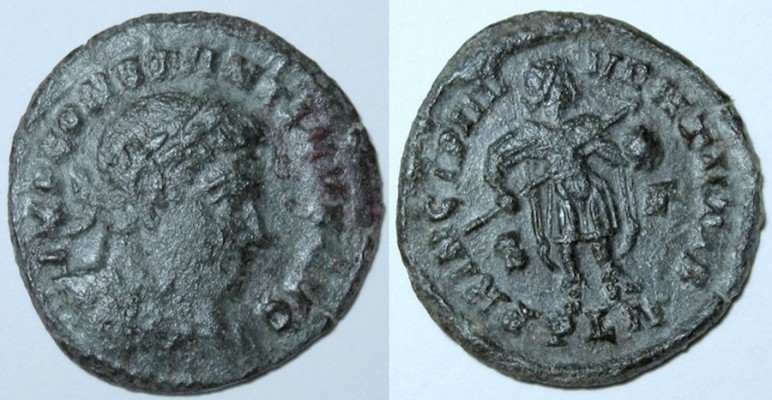 Roman Empire, CONSTANTINE I--PRINCIPI IVVENTVTIS  S/F  LONDON
AE 20.5 mm  3.15 g
307 - 337 AD
OBV: IMP CONSTANTINVS AVG
DIAD BUST R
REV: PRINCIPI IVVENTVTIS
PRINCE STANDING FACING, HEAD R, HOLDING SPEAR AND GLOBE, S/F IN FIELDS
PLN IN EXE
LONDON
(unlisted in RIC; cited 
Toone, Num 
Circ 2008 No. 9--2 specimens) 

