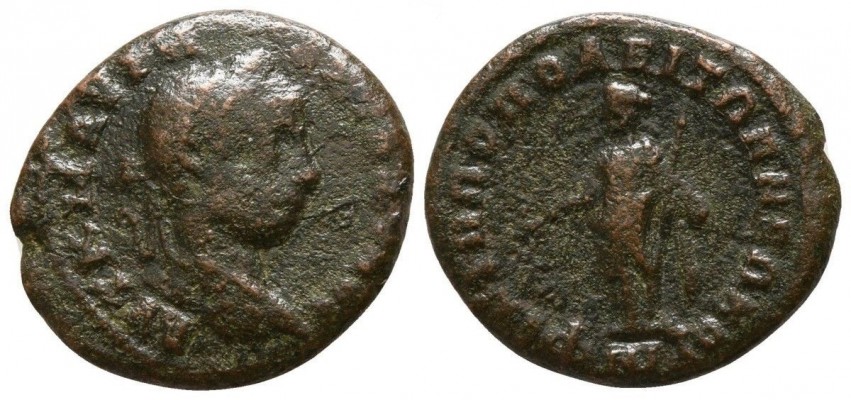 varb1780var
Elagabalus
Philippopolis, Thrace

Obv: AVT K M AVPH ANT&#937;NEINOC, laureate head right
Rev: &#934;I&#923;I&#928;&#928;O&#928;O&#923;EIT&#937;N NE&#937;KOP(&#937;N), Hera standing left, holding patera and sceptre.
18 mm, 3.28 gms

Varbanov 1780 variant--different obverse legend and no altar on reverse.
