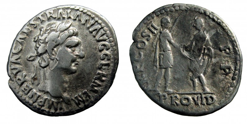 ROMAN EMPIRE, Trajan Denarius - Trajan and Nerva (RIC 28)
AR Denarius
Rome 98-99 AD
3.16g

Obv: Laureate bust of Trajan (R)
IMP NERVA CAES TRAIAN AVG GERM P M

Rev: Trajan, togate, standing (L), receiving globe from Nerva (R)
R P COS II P P, PROVID below.

Rare
No examples in Reka Devnia Hoard

RIC 28   RSC 319a


After the revolt of the Praetorians in October 97 AD, Nerva was in need of a popular, youthful and vigourous heir. Stationed on the German frontier, Trajan soon received a handwritten note from Nerva, informing him of his adoption. Trajan was highly respected within the army and his adoption was the best possible remedy against the resentment much of the army felt against Nerva. But Trajan didn't come speeding back to Rome in order to help restore Nerva's authority. Rather than going to Rome he summoned the leaders of the earlier mutiny by the praetorians to Upper Germany. Instead of receiving a promised promotion, they were executed on arrival. Such ruthless actions made it quite clear that with Trajan as part of it, Rome's government was not to be messed with.

Nerva died on 28 January AD 98. His successor's eventual entry at Rome in AD 99 was a triumph. Jubilant crowds rejoiced at his arrival. The new emperor entered the city on foot, he embraced each of the senators and even walked among the ordinary people. This was unlike any other Roman emperor and perhaps grants us a glimpse of Trajan's true greatness. 


