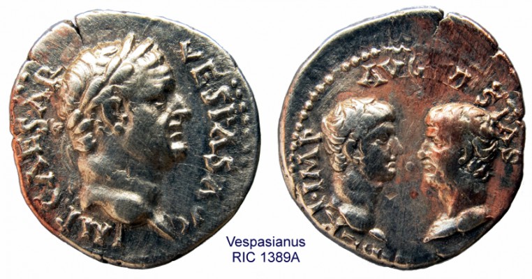 RIC 1389A Vespasianus
Obv: IMP CAESAR VESPAS AVG, laureate head right
Rev: LIBERI IMP AVG VESPAS, confronted bear head of Titus and Vespasian
AR/Denarius (18.06 mm 2.905 g 12h) Struck in Ephesus 69-70 A.D. (Group 1)
ex Savoca 104th Silver Auction lot 248
Unpublished, assigned # 1389A in RIC 2.1. A&C, published as RPC II 800 online
