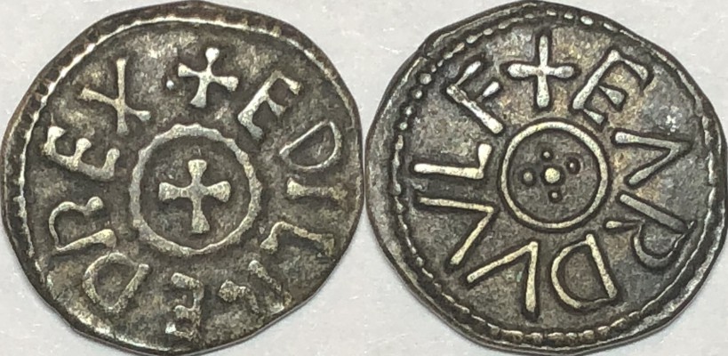 S.868 Æthelred II (Eardwulf)
Styca of Æthelred II, king of Northumbria (second reign) 844-850
Moneyer: Eardwulf
Mint: York (presumably)
S. 868
O: +EDILRED REX
R: +EARDVVLF

Ex- Morton & Eden Auction 91 (lot 13 [part]), Archbishop John Sharp, Ripon Hoard (1695)
