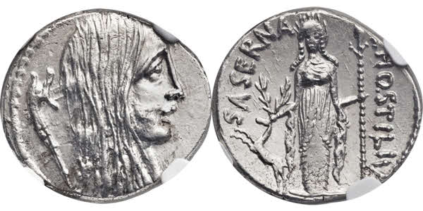 Roman Republic, Saserna, AR Denarius, 48 BC
