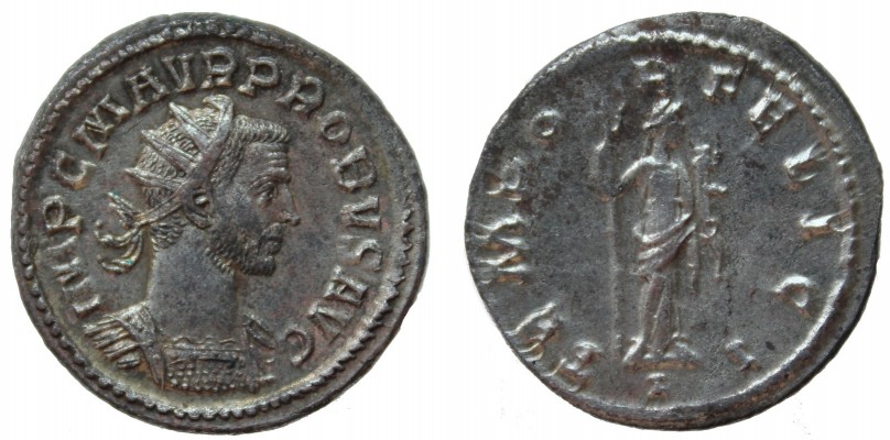 PROBUS BASTIEN 266
OBVERSE: IMP C M AVR PROBVS AVG
REVERSE: TEMPOR FELICI
BUST TYPE: B = Radiate, cuirassed bust right
FIELD / EXERGUE MARKS: -/-//I
WEIGHT 4.34g  / AXIS: 12H / DIAMETER: 
MINT: Lugdunum
RIC: 103
BASTIEN: 266 (18 ex. cited)
COLLECTION NO: 257

Provenanve: ex Gianni collection - purchased in February 2016
Keywords: PROBUS