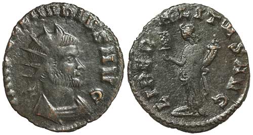 A billon antoninianus of the emperor Claudius II Gothicus with a Liberalitas reverse
