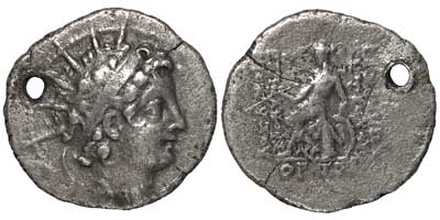 Silver drachm of the Seleucid Antiochos VI