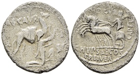 |99-50| |B.C.|, |Roman| |Republic,| |First| |Triumvirate,| |Marcus| |Aemilius| |Scaurus| |&| |Publius| |Plautius| |Hypsaeus,| |58| |B.C.||denarius|