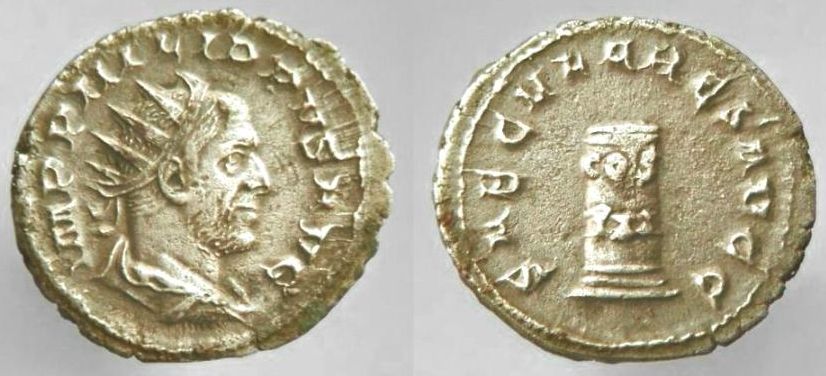 ROMAN EMPIRE, PHILIP I AR Antoninianus of Rome, Struck A.D.248.
[i]Obverse[/i]: IMP PHILIPPVS AVG. Radiate, draped and cuirassed bust of Philip I facing right, seen from behind.
[i]Reverse[/i]: SAECVLARES AVGG. Cippus inscribed COS III.
Diameter: 22mm | Weight: 3.9gms | Die Axis: 12
[b]RIC IV iii : 24c[/b]

[i]This coin is one of a series of coins struck by Philip I in A.D.248 to commemorate the 1000th anniversary of Rome.[/i]


