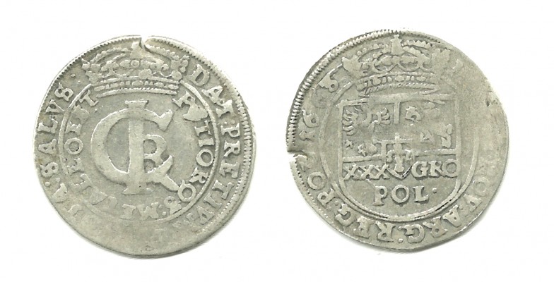 POLAND -- JAN CASIMIR
POLAND -- JAN CASIMIR (1649-1668) AR Gulden/30 Groszy.  Dated 1663. Reference:  KM #120.
Keywords: POLAND -- JAN CASIMIR