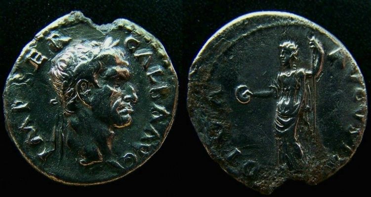 ROMAN EMPIRE, Galba
Galba 68-69 A.D.

Obv: IMP SER GALBA AVG
Rev: DIVA AVGVSTA
RIC 4
