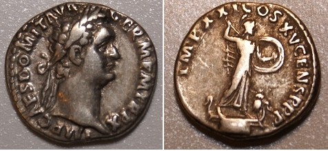 Domitian RIC II 0720
Domitian 81-96A.D. AR Denarius. Rome Mint. 90-91 A.D. Obv: IMP CAES DOMIT AVG GERM P M TR P X, laureate head right. Rev: IMP XXI COS XV CENS P P P, Minerva standing right on rostral capital column M2, holding spear and shield, owl at feet. RIC 720, RSC 266.  

One of my favorite coins, not because of it's rarity or condition, but rather it was one of my first successful auctions, and one of my first "nicer" denarii with clear legends. 
