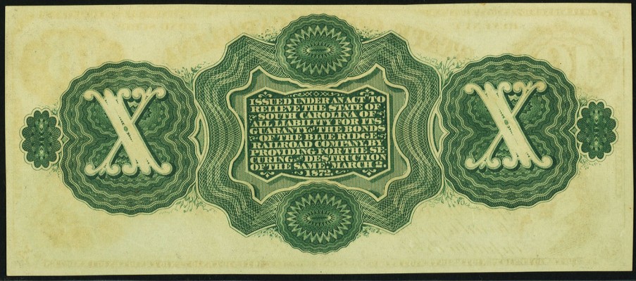 Columbia, South Carolina: State of South Carolina $10 Mar. 2, 1872 (Cr#6)
