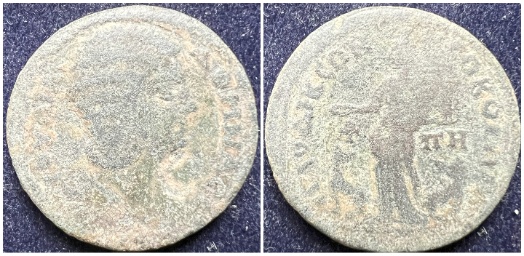 Provincial, Laodikeia ad Lycum, Phrygia, AE29, ΛΑΟΔΙΚεΩΝ ΝεΟΚΟΡΩΝ
AE29
AE
Roman Provincial: Laodikeia ad Lycum, Phrygia
Julia Domna
B. ca. 170 - D. 217AD
Augusta: 193 - 217AD
Issued: 210/211AD
O: IOYΛIA ΔOMNA Cε; Draped bust, right; beaded border.
R: ΛAOΔIKεΩN NεOKOPΩN; Tyche standing left, polos on head, holding statue of Zeus in left hand who holds eagle and scepter; patera in right hand; rivers Lycus and Caprus as wolf and boar at feet; beaded border.
Laodikeia ad Lycum, Phrygia Mint.
Exergue: Obverse: countermark; Reverse: TO, left field; ΠH, right field = LY88 = 210/211AD
BMC 215.
N&N London Auctions/Stefan Asenov Online Auction Green 42, Lot 323.
12/4/23 1/25/24
