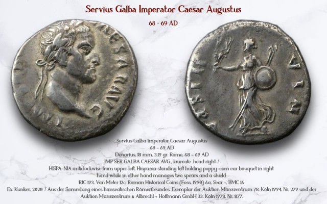 Galba - denarius - RIC 193, Van Meter 12c, Roman Historical Coins (Foss, 1990) 6a, Sear -, BMC 16 
